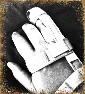 Broken finger in splint