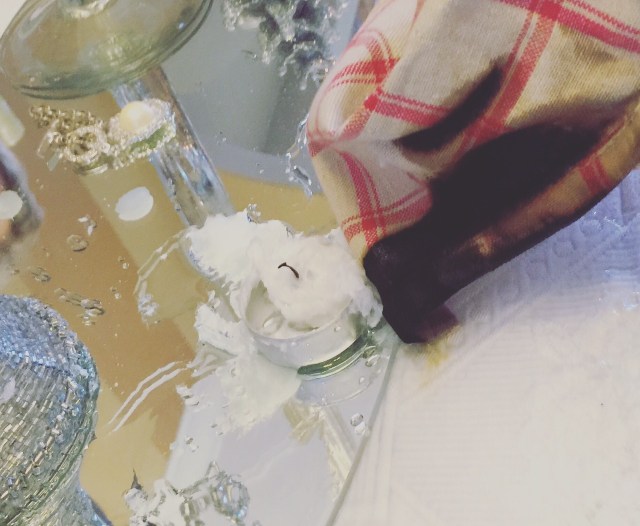 napkin with smoke stains where it caught on fire